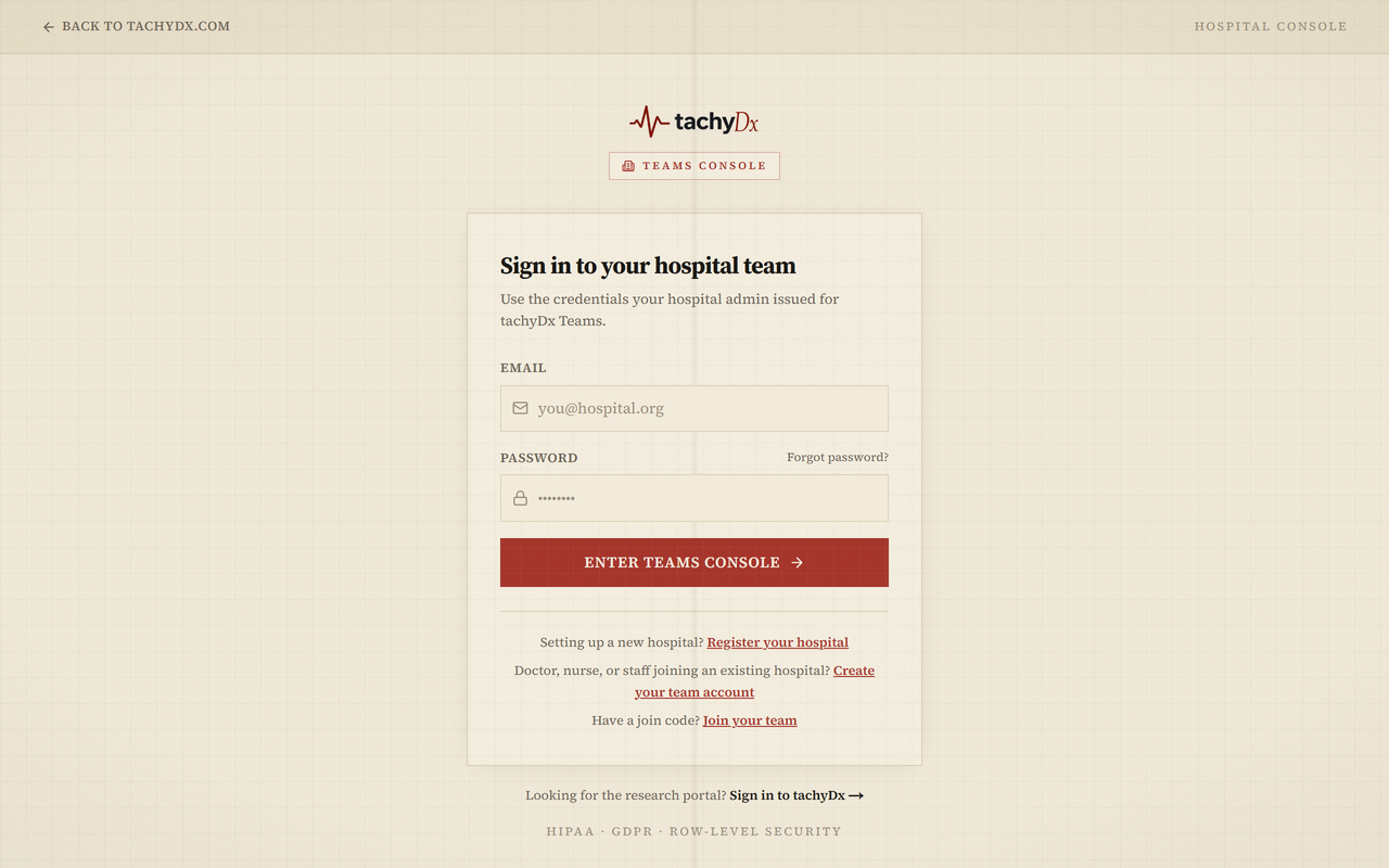 The Teams login screen — “Sign in to your hospital team”.